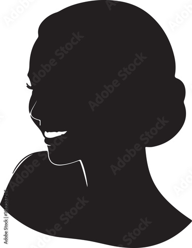  smiling girl face side new ideas in silhouette image white background.