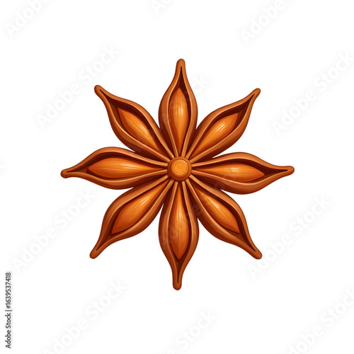 Star anise pods arranged in bold design on transparent background, culinary inspiration