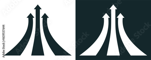 Growth arrows, indicating a business graph heading toward success, profit, and growth. Design illustration.