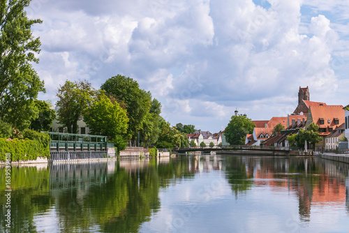 River Isar Running Through Historical City Of Landshut