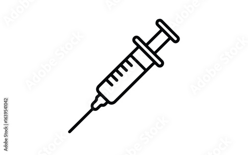 A simple black and white line drawing of a medical syringe.