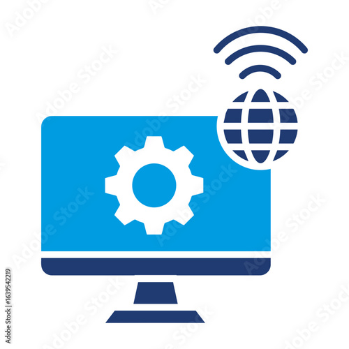 Network Connection Icon Vector Illustration Blue Version