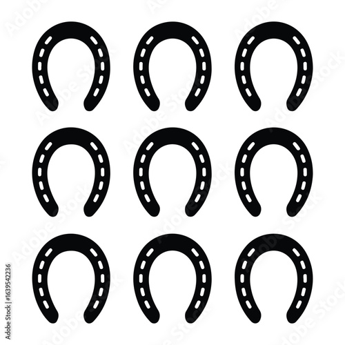 Black horseshoes with white dots vector
