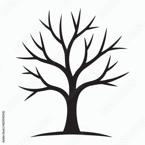Simple black silhouette of a leafless tree 