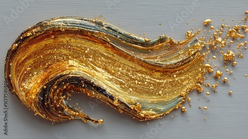 Golden Liquid Paint Swirl Abstract Background