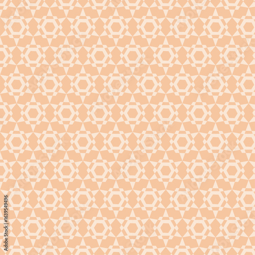 Warm Peach Geometric Seamless Pattern with Hexagonal and Triangular Elements