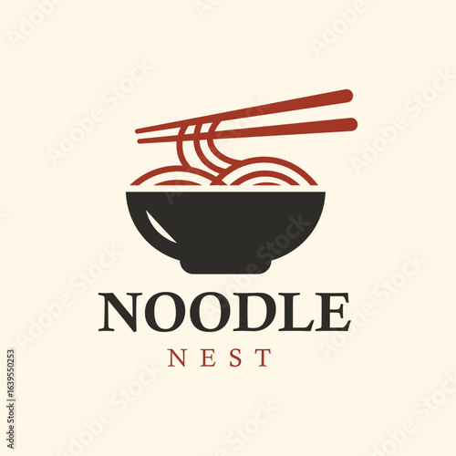 Noodle Nest Asian Restaurant Vector Logo