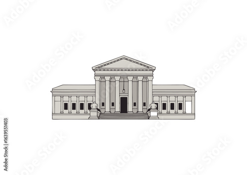 	Classical Courthouse Building Vector Illustration