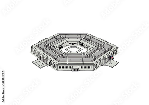 	Pentagon Building Vector Illustration