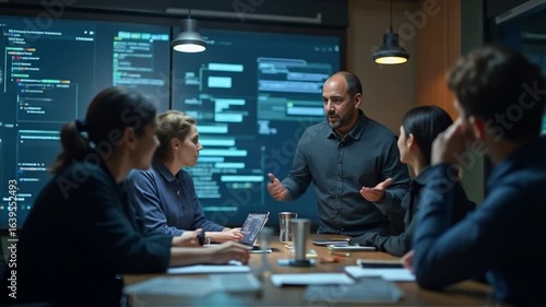 Intense collaboration of software developers in a high-tech meeting environment