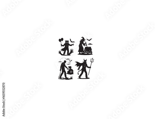 Halloween Man Silhouette Vector with white background