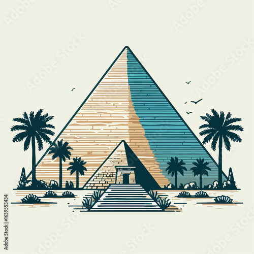 vector illustration of giza pyramids