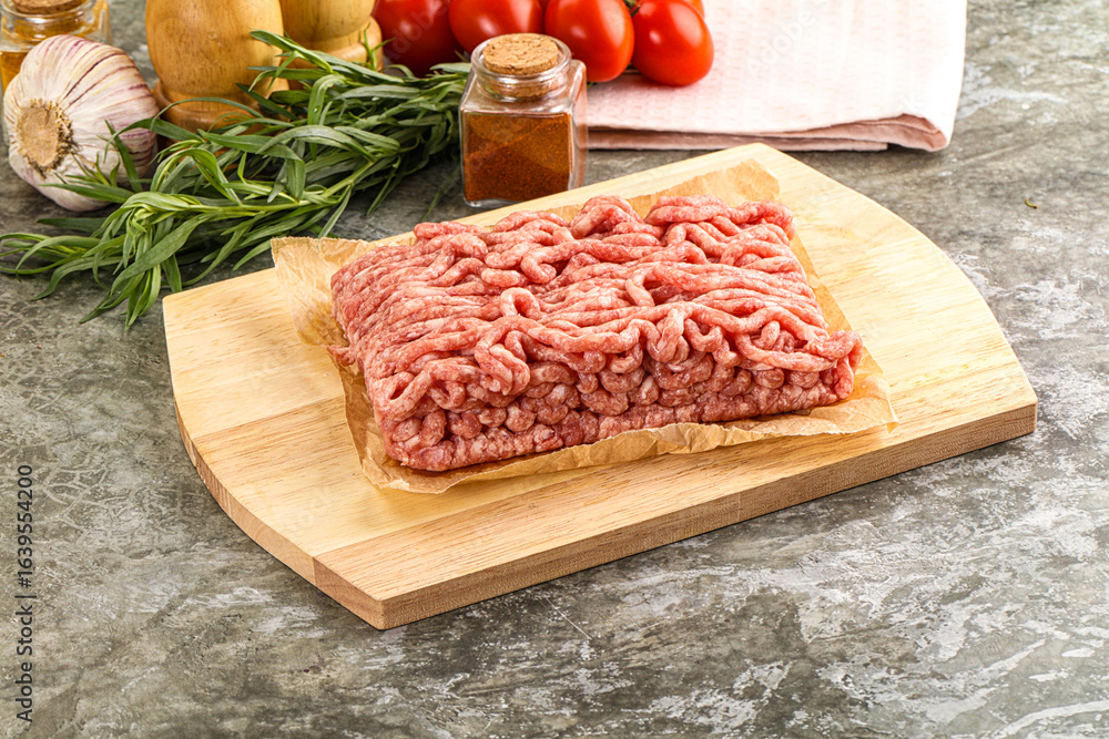 Raw uncooked red minced meat Raw uncooked red minced meat
