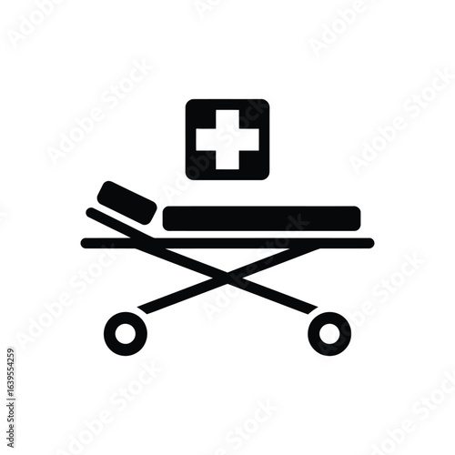 Medical stretcher and health cross icon