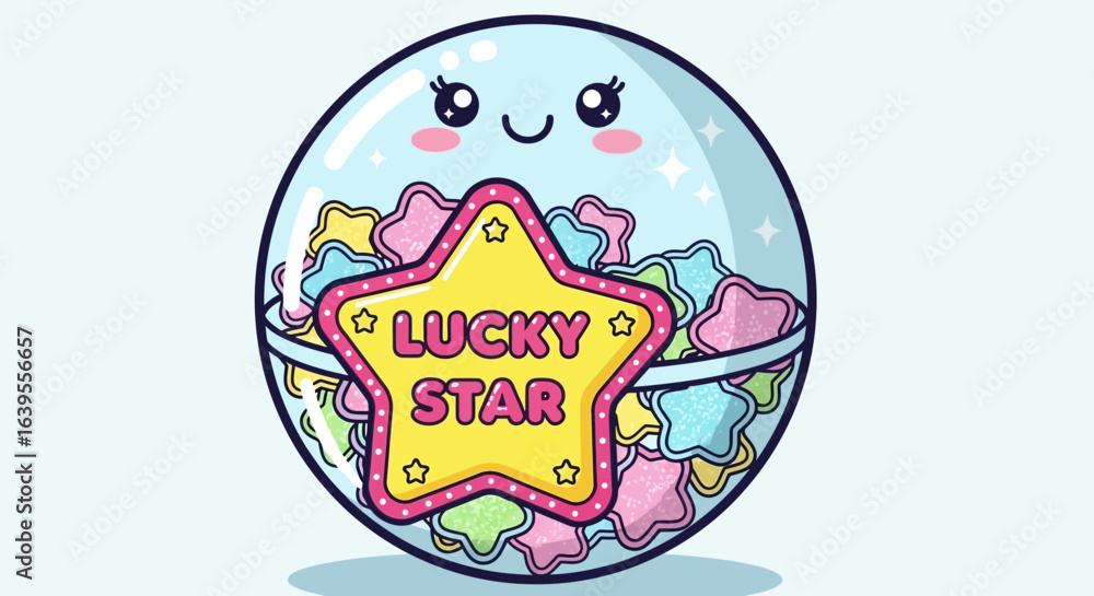 Obraz premium Kawaii Gacha Pon Capsule Machine Lucky Star Design