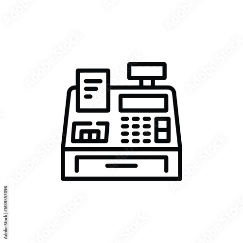 Simple line art icon of a vintage cash register