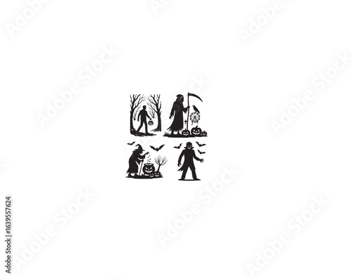 Halloween Man Silhouette Vector with white background