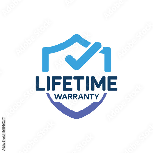 Lifetime warranty shield with checkmark logo
