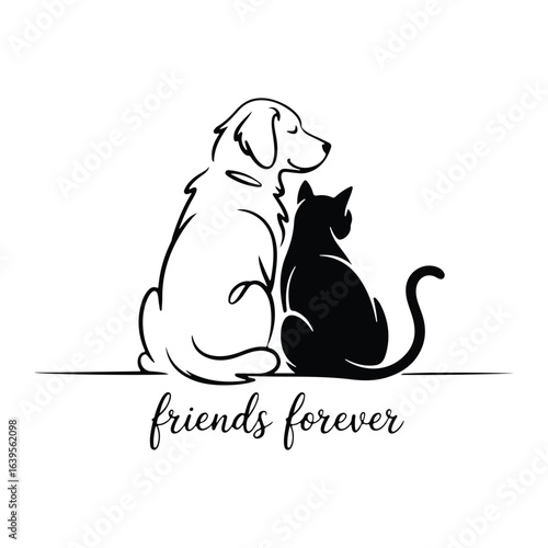 Dog and cat friendship pets animals