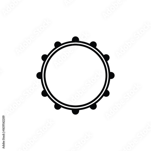 Simple black outline tambourine icon
