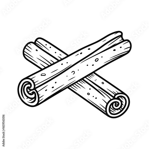 Crossed cinnamon sticks illustration