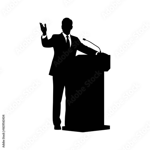 silhouette of a man giving a speech