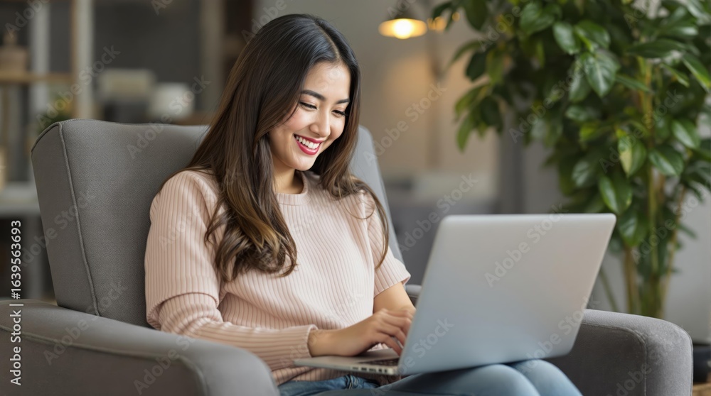 Business woman is working on a laptop