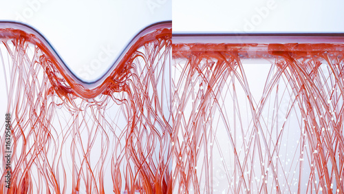 Collagen serum drop enhancing fibers regeneration skin tissues. wrinkle tightening and Smoothing. hydration repair elastin. repair saggy skin and elasticity, Moisturizer or cream, cosmetics, 3d render