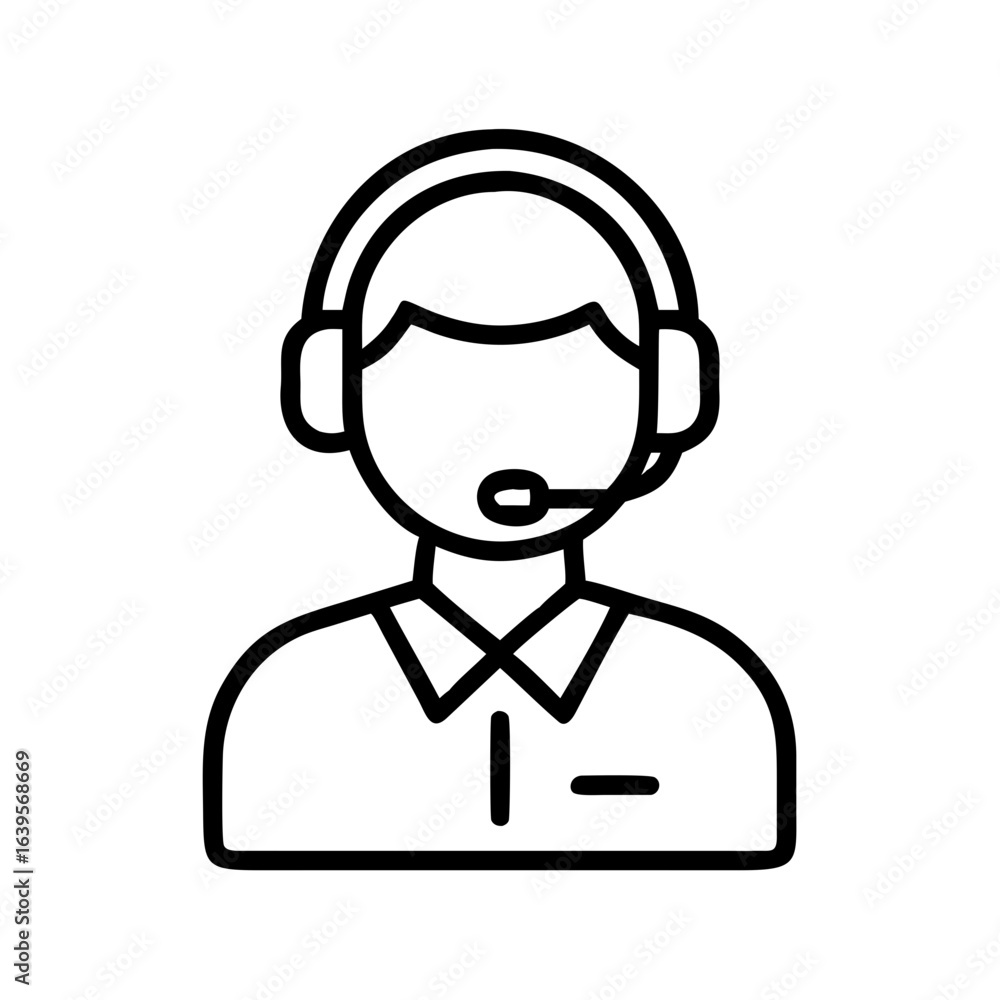 Illustration of a person wearing a headset and collar Illustration of a person wearing a headset and collar