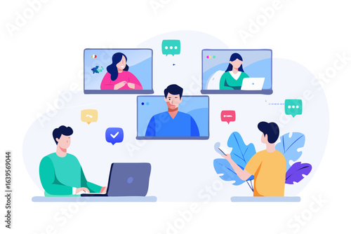 Wallpaper Mural Diverse team collaborating remotely using video conferencing technology Torontodigital.ca