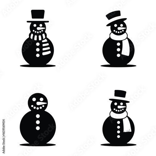 Snowmen with hats and scarves snowman winter