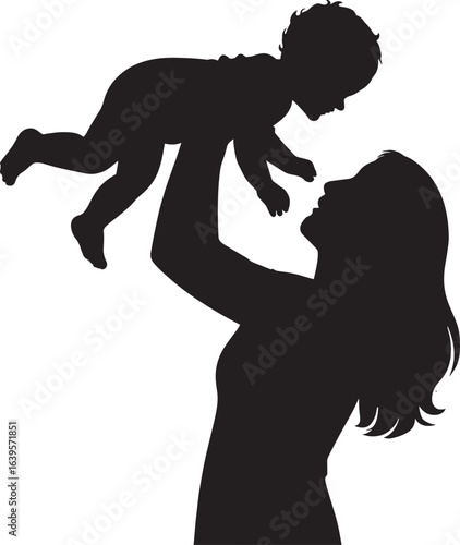 Wallpaper Mural Mother and Child Silhouette – Heartwarming Family Moment Vector Art Torontodigital.ca