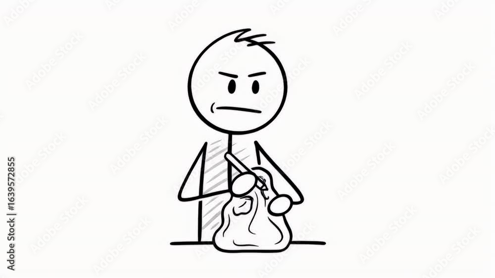 Animated Stick Figure Knitting with Frustration on White Background Demonstrating Challenges in Crafting Skills Perseverance Patience and Humor stick stickman man figure black white isolated Animated Stick Figure Knitting with Frustration on White Background Demonstrating Challenges in Crafting Skills Perseverance Patience and Humor stick stickman man figure black white isolated