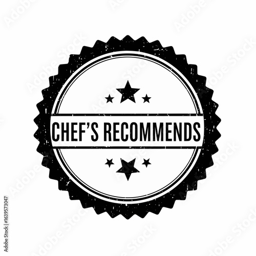 Chef's Recommends vintage stamp vector illustration design.