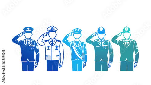 Saluting military officers vector illustration for army day and veterans day clip art and graphic design