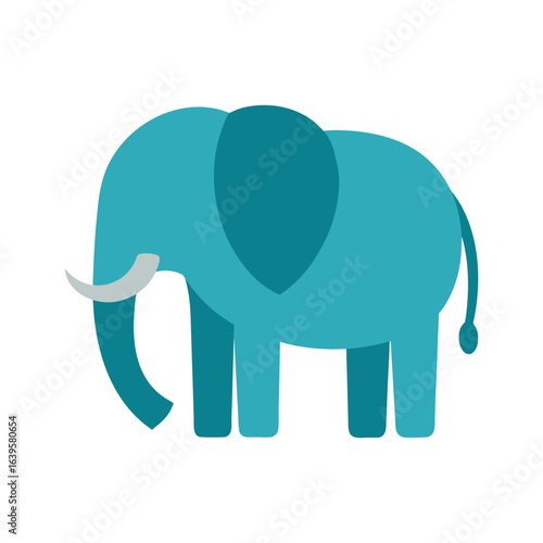 Elephant vector illustration, elephant icon isolated on white background, wild mammal with trunk and tusks