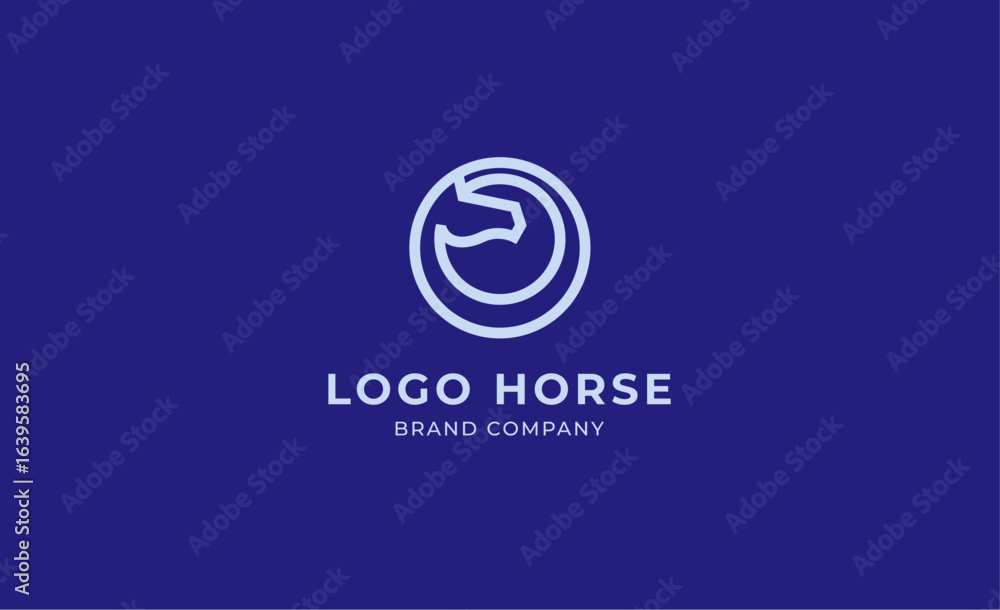 Obraz premium Logo horse with letter O in Bold Line concept. Minimalist, Simplicity and modern logo template vector head horse ,bold and strong company brand.