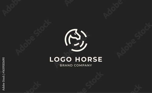 Logo horse with letter O in Bold Line concept. Minimalist, Simplicity and modern logo template vector head horse ,bold and strong company brand.