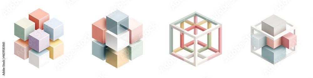 Fototapeta premium Abstract 3D Cube Structures - Modern Design Elements
