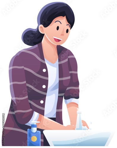 woman washing hands illustration