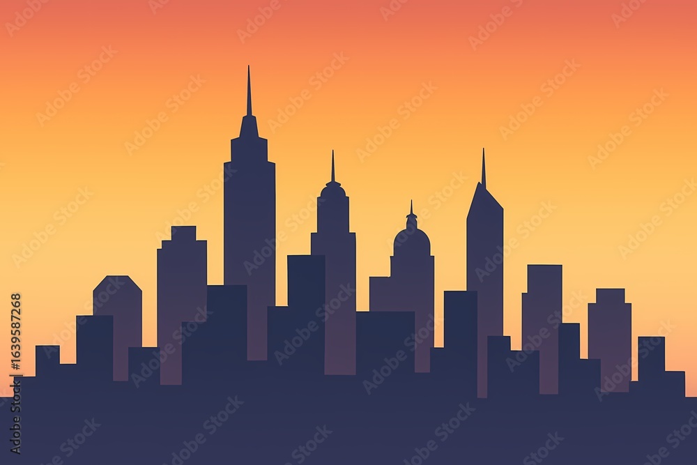 Fototapeta premium city skyline at sunset