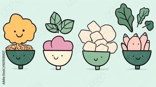 Cheerful Vegetable Illustration with Pastel Colors and Cartoon Style, Generative AI