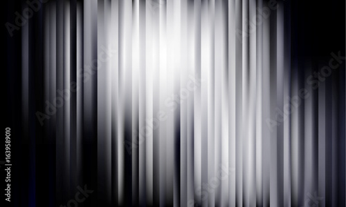 Corrugated iridescent glass background with gradient ribbed abstract design and monochrome vector pattern. Color effect with neon line blur and