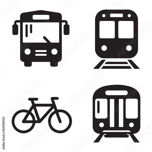 Urban transit silhouette set