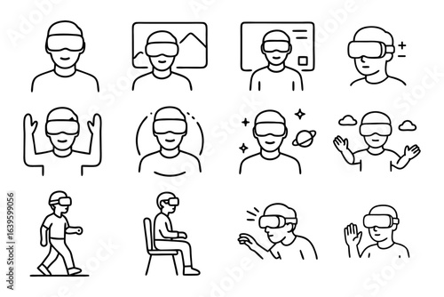 Virtual reality headset icon set.Vector