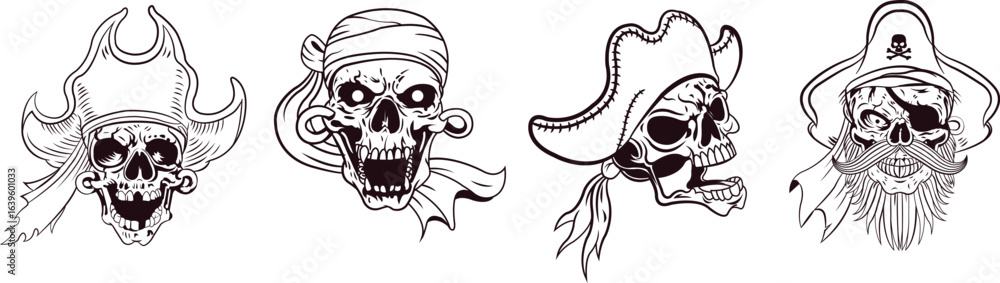 Fototapeta premium Skull icons and vector bundle set.