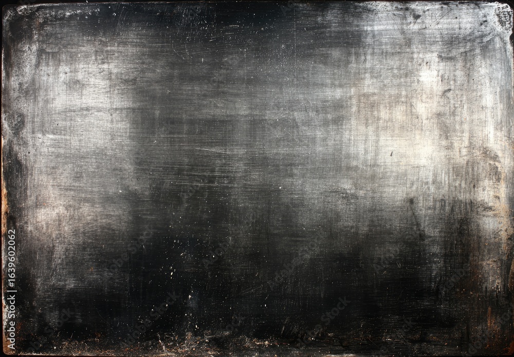 Obraz premium Dark, textured surface with faded, light markings. A weathered, aged, and possibly dirty board or panel
