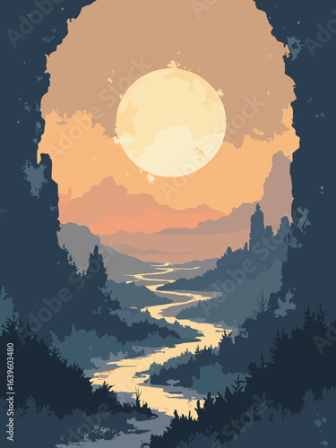 Umbriel – Dark, ancient plains with bright crater rays at dawn, palette: soot, ivory, umber, slate