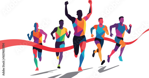 vector illustration of people running marathon