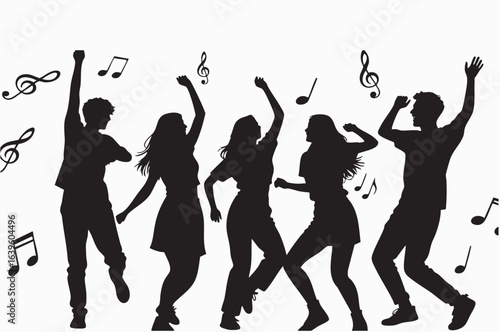silhouettes of dancing people